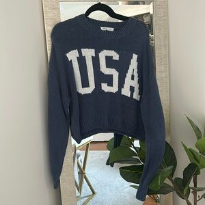 USA crop knit sweater